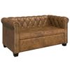 vidaXL Canap&eacute; Chesterfield 2 places cuir artificiel marron