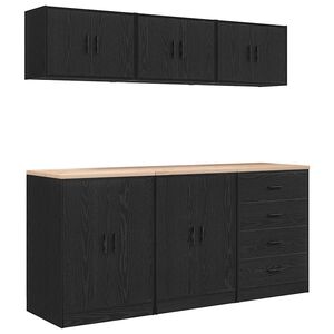 vidaXL Armoires de garage 6 pcs noir bois d'ing&eacute;nierie