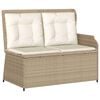vidaXL Banc inclinable de jardin avec coussins beige r&eacute;sine tress&eacute;e