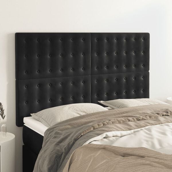 vidaXL T&ecirc;te de lit Noir 144x5x118/128 cm Velours