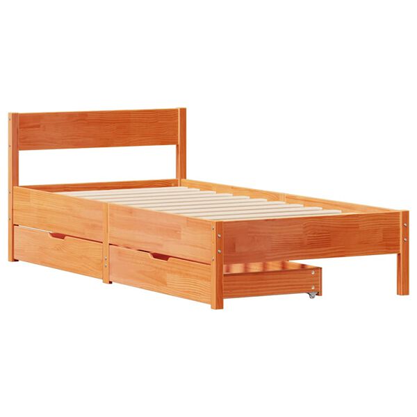 vidaXL Cadre de lit sans matelas cire marron 90x200 cm bois pin massif