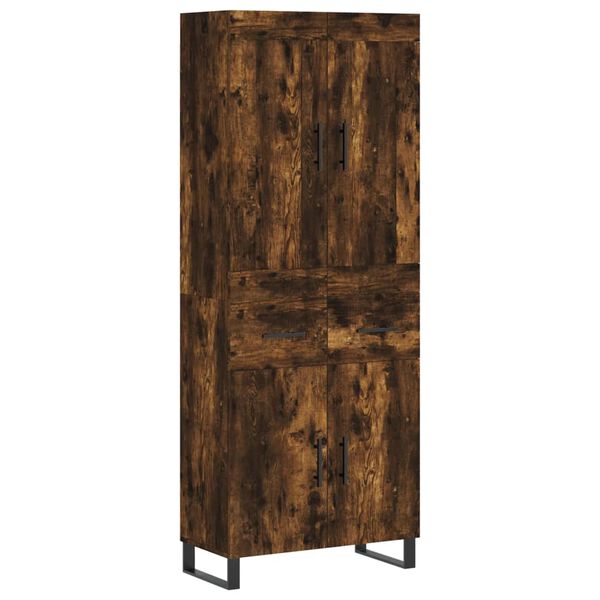 vidaXL Buffet haut Ch&ecirc;ne fum&eacute; 69,5x34x180 cm Bois d'ing&eacute;nierie