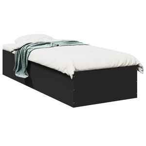 vidaXL Cadre de lit sans matelas noir 75x190 cm bois ing&eacute;nierie