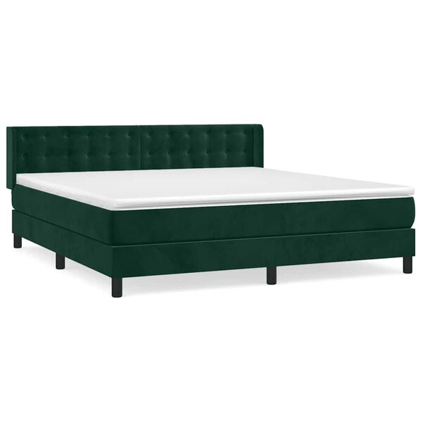vidaXL Sommier &agrave; lattes de lit et matelas Vert fonc&eacute; 160x200cm Velours