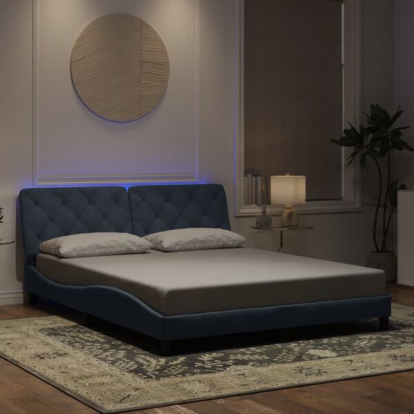 vidaXL Cadre de lit avec LED sans matelas gris fonc&eacute; 160x200cm velours
