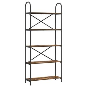 vidaXL &Eacute;tag&egrave;re 5 niveaux 80 x 30 x 183 cm Bois d'ing&eacute;nierie Ch&ecirc;ne fum&eacute;