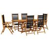 vidaXL Ensemble &agrave; Manger de jardin 7pcs noir polypropyl&egrave;ne bois massif