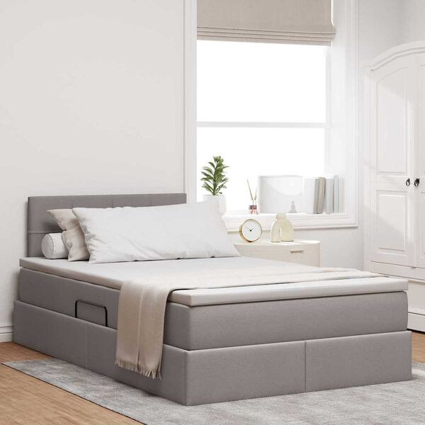 vidaXL Lit avec rangement et matelas avec matelas Taupe 120 x 200 cm