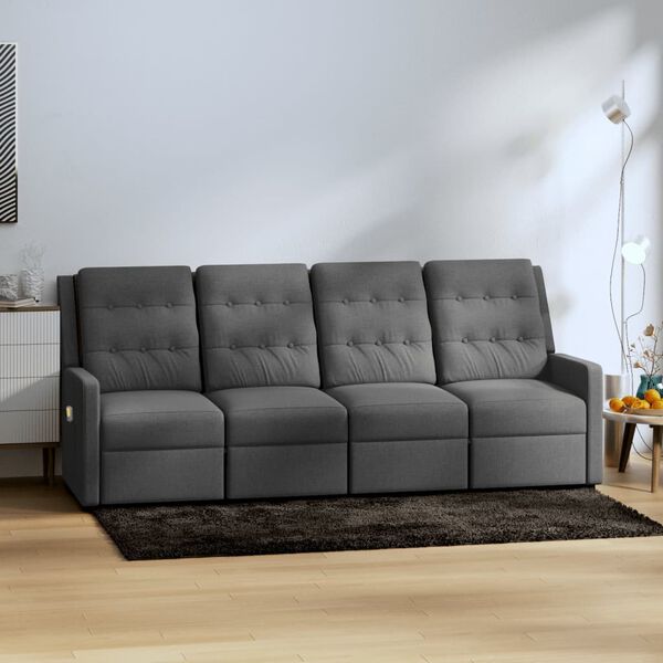 vidaXL Fauteuil de massage inclinable &agrave; 4 places Gris clair Tissu