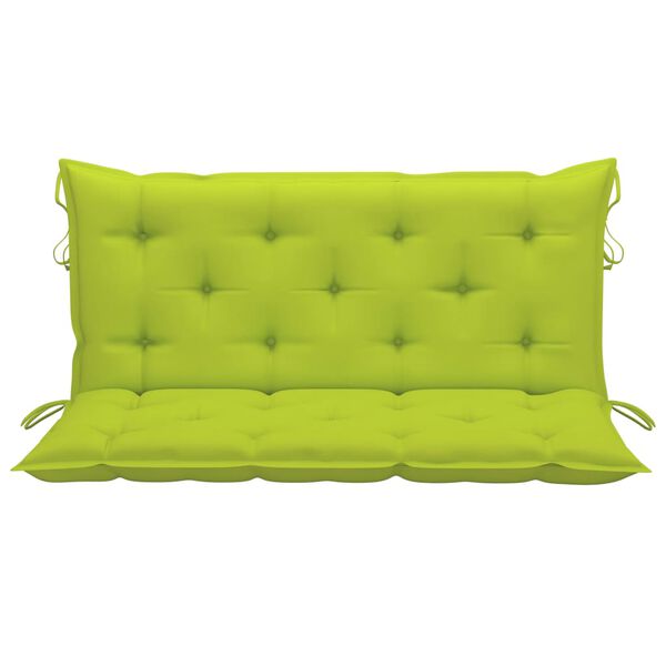 vidaXL Balancelle avec coussin vert vif 120 cm Bois de teck solide