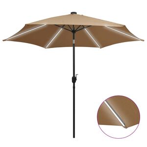 vidaXL Parasol de jardin avec lumi&egrave;res LED et m&acirc;t en aluminium taupe