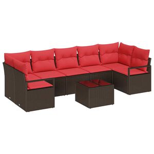 vidaXL Ensemble de Canap&eacute;s 8 pcs Marron et rouge polyrotin