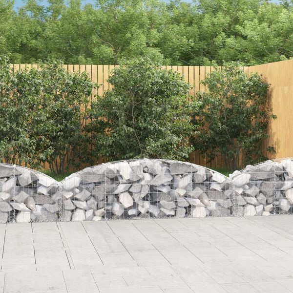 vidaXL Panier de gabions arqu&eacute; 200x30x40/60 cm Fer galvanis&eacute;