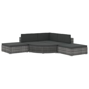 vidaXL Salon de jardin 6 pcs avec coussins R&eacute;sine tress&eacute;e Gris