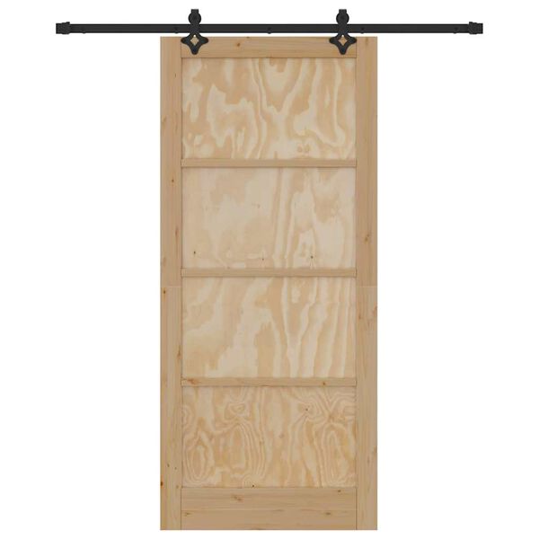 vidaXL Porte coulissante Naturel et Noir 93 x 211 cm Pin massif