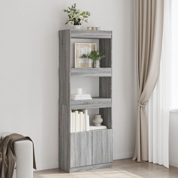 vidaXL Buffet haut 63x33x180 cm sonoma gris bois d'ing&eacute;nierie