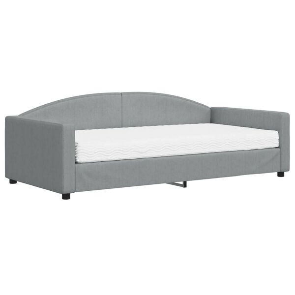 vidaXL Lit de jour avec matelas gris clair 100x200 cm tissu