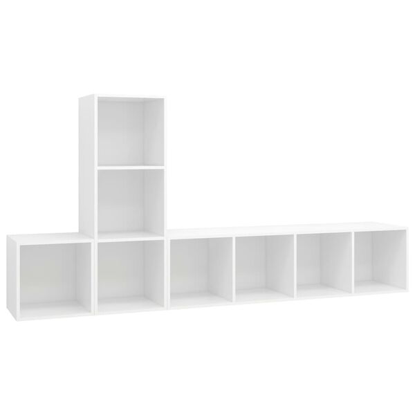 vidaXL Ensemble de meuble TV 3 pcs Blanc Bois d'ingénierie