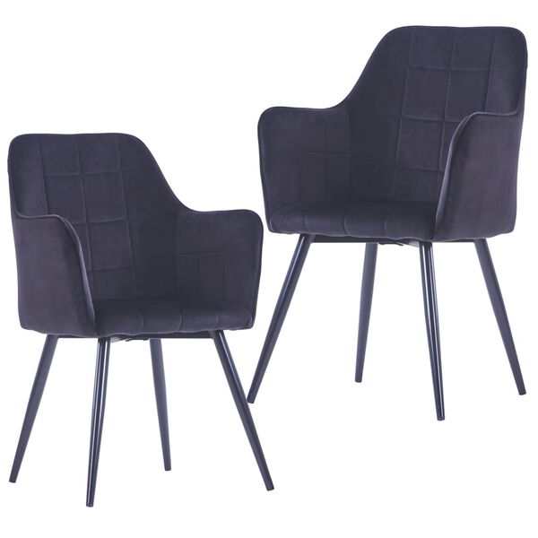 vidaXL Chaises &agrave; manger lot de 2 Noir Velours