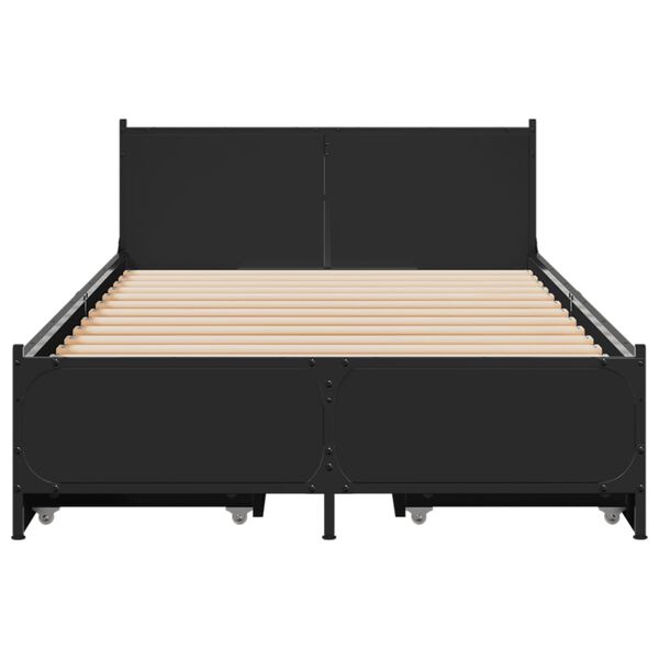 vidaXL Cadre de lit avec tiroirs sans matelas noir 90x200 cm