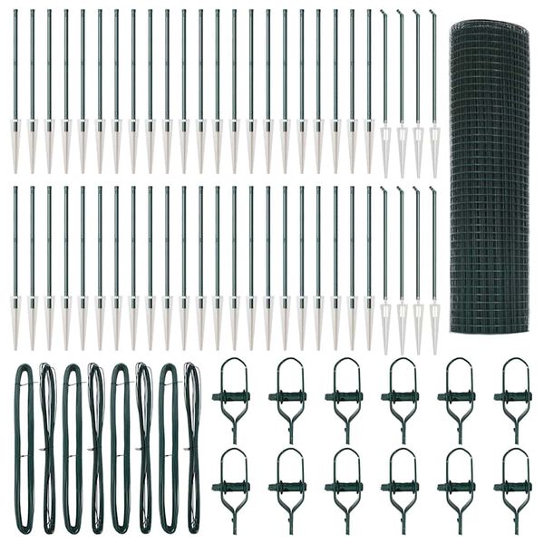 vidaXL Poteau de cl&ocirc;ture. Vert 100 x 0,8 m (maille de 25 x 25 mm)