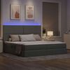 vidaXL Lit avec rangement et LED Gris clair 200 x 200 cm Polyester