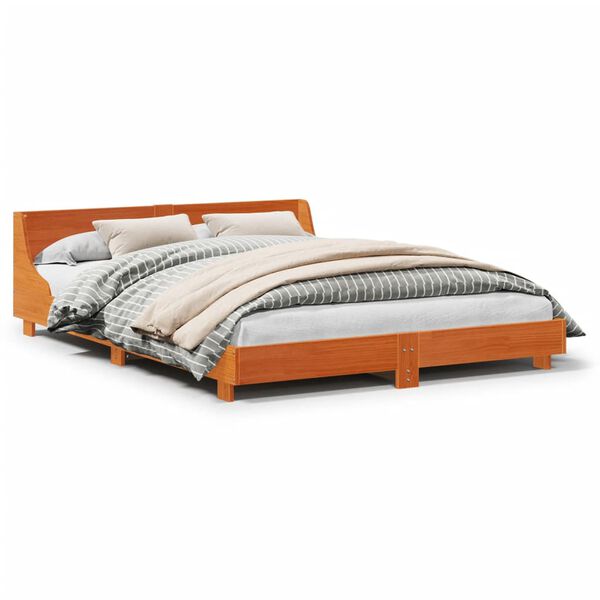 vidaXL Cadre de lit sans matelas cire marron 140x200cm bois pin massif
