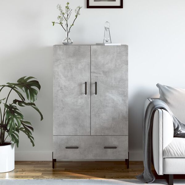 vidaXL Buffet haut gris b&eacute;ton 69,5x31x115 cm bois d'ing&eacute;nierie