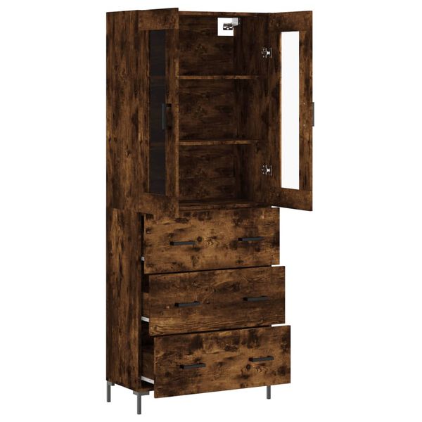 vidaXL Buffet haut Ch&ecirc;ne fum&eacute; 69,5x34x180 cm Bois d'ing&eacute;nierie