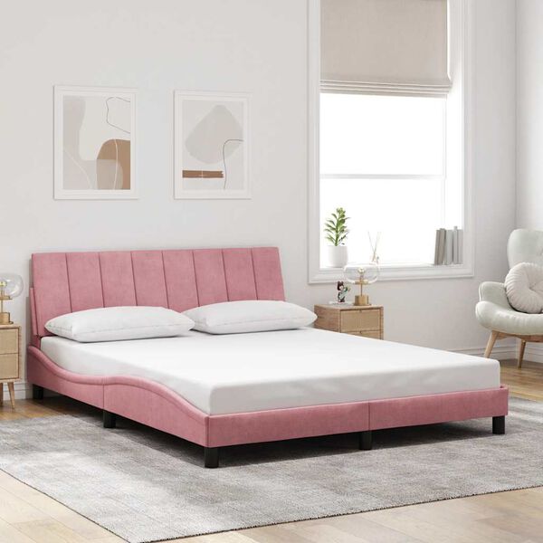 vidaXL Cadre de lit sans matelas Hanko rose 160x200 cm velours