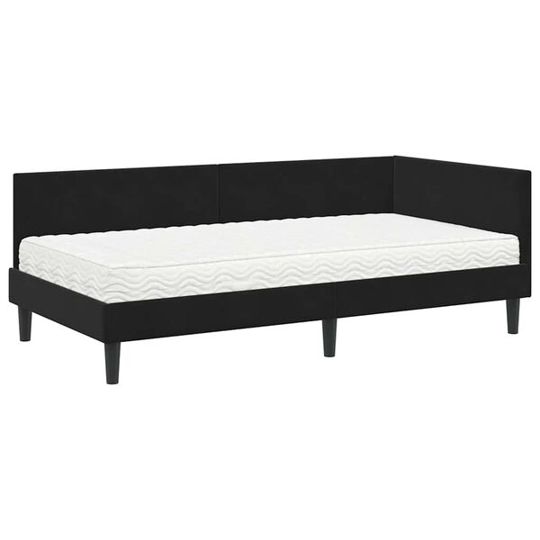 vidaXL Cadre de lit d'angle avec matelas Autre 2 pcs Noir Velours