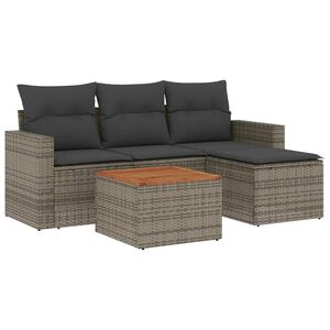 vidaXL Salon de jardin 5 pcs avec coussins gris r&eacute;sine tress&eacute;e