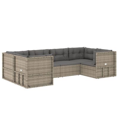 vidaXL Salon de jardin 6 pcs avec coussins Gris Résine tressée