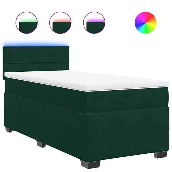 vidaXL Sommier &agrave; lattes de lit et matelas Vert fonc&eacute; 80x200 cm Velours
