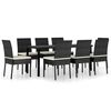 vidaXL Ensemble &agrave; manger de jardin 9 pcs R&eacute;sine tress&eacute;e Noir