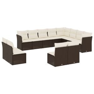 vidaXL Salon de jardin avec coussins 12 pcs marron r&eacute;sine tress&eacute;e