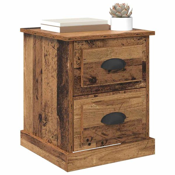 vidaXL Cabinet de chevet avec tiroir Bois ancien 39 x 39 x 47.5 cm