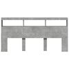 vidaXL Armoire t&ecirc;te de lit avec LED gris b&eacute;ton 200x17x102 cm