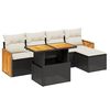 vidaXL Salon de jardin 6 pcs avec coussins noir r&eacute;sine tress&eacute;e