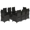 vidaXL Ensemble &agrave; manger de jardin 9pcs coussins noir r&eacute;sine tress&eacute;e