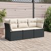vidaXL Salon de jardin 3 pcs avec coussins noir r&eacute;sine tress&eacute;e