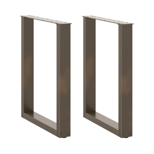 vidaXL Pieds de table &agrave; manger en forme de U, 2 pi&egrave;ces, acier naturel, 70 x (72-73) cm