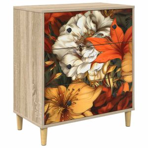 vidaXL Commode GENNEP Impression de lys 66 x 36,5 x 75 cm Sonoma