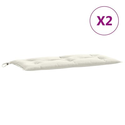 vidaXL Coussins de banc de jardin lot de 2 crème mélangé tissu