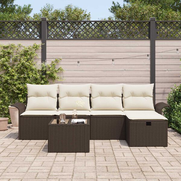 vidaXL Ensemble de canap&eacute; de jardin 6 pcs Marron Poly rotin