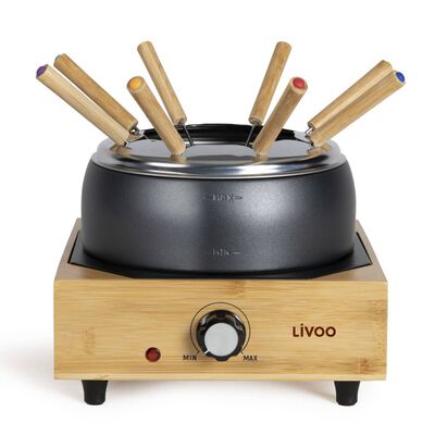 Livoo Pot à fondue 2 L 800 W Noir et bois pour 8 personnes