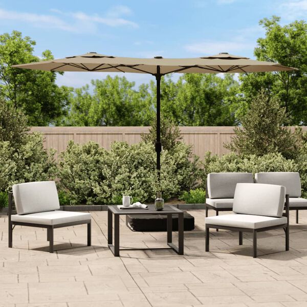 vidaXL Parasol de jardin &agrave; double t&ecirc;te taupe 316x145 cm