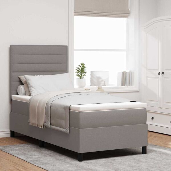 vidaXL Lit &agrave; ressorts avec matelas Taupe 80 x 200 cm tissu