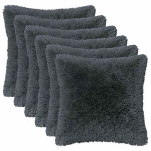 vidaXL Housse de coussin 6 pc HEERLEN Anthracite 30 x 30 cm Fleece PV