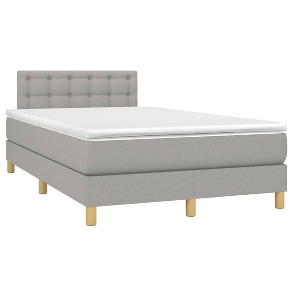 vidaXL Sommier à lattes de lit matelas LED Gris clair 120x200 cm Tissu